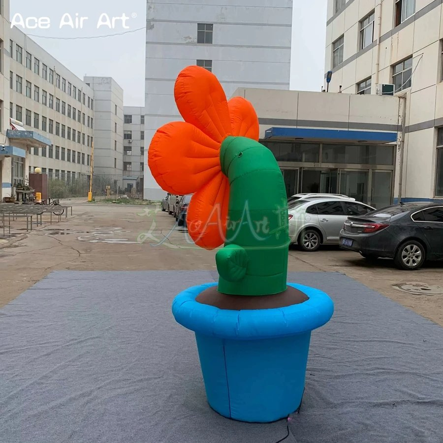 Exquisite Handmade Inflatable Sunflower Model Flowers in Flowerpot for Advertising/Promotion Events Decoration