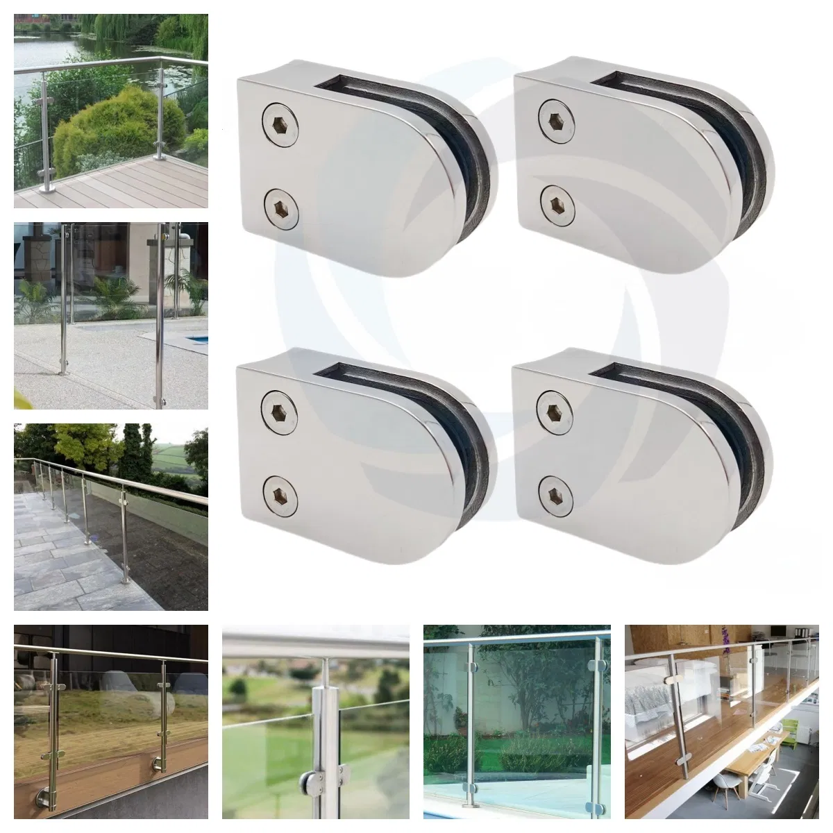 Glass Clamp Railing Balustrade Stainless Steel Handrail with Accessories