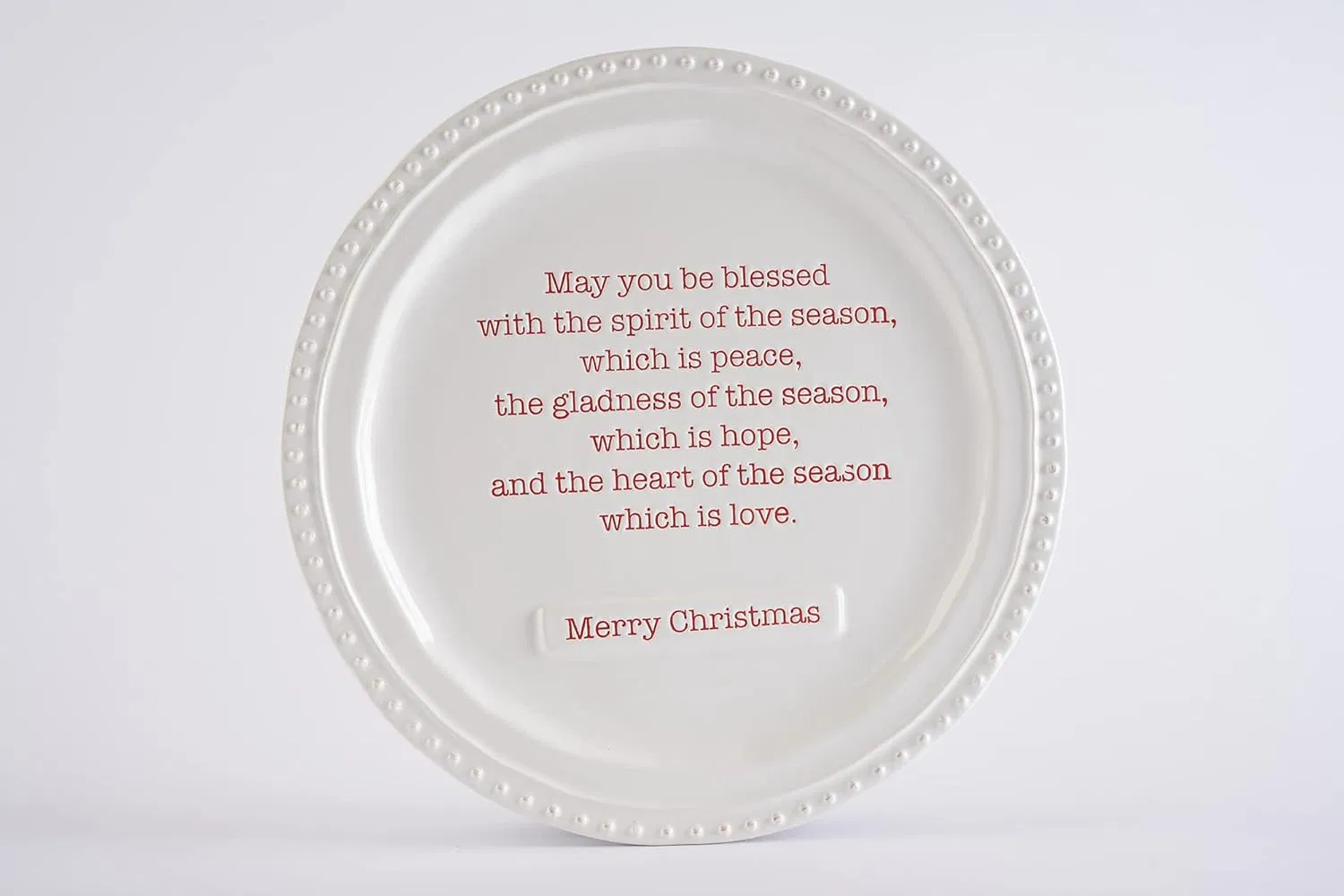 Christmas Blessing Platter with Phases of Blessing Printed in Red Font