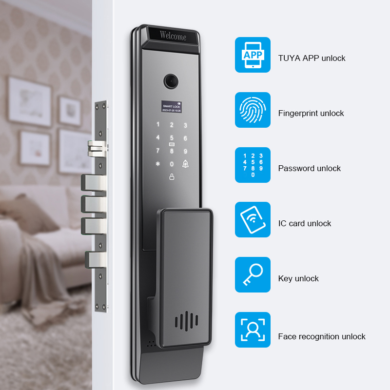 Camakt Tuya WiFi Security Automatic Smart 3D Face Recognition Biometric Fingerprint Lock Video Camera Lock