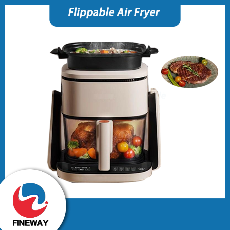 OEM Customized Rotatable Air Fryer with High Quality Transparent Glass Air Pot and Baking Pot