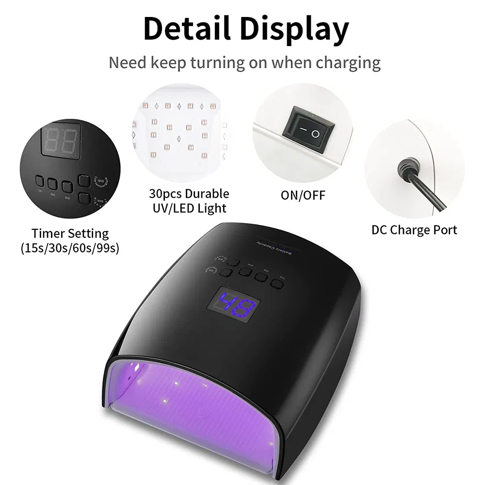 UV LED Nail Lamp 66W S10 Rechargeable Cordless UV Gel Nail Dryer