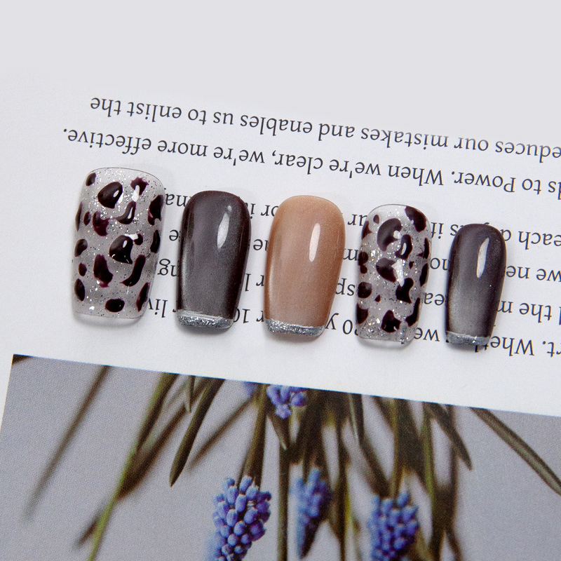 Wild Leopard Press-on Nails with Silver Accents