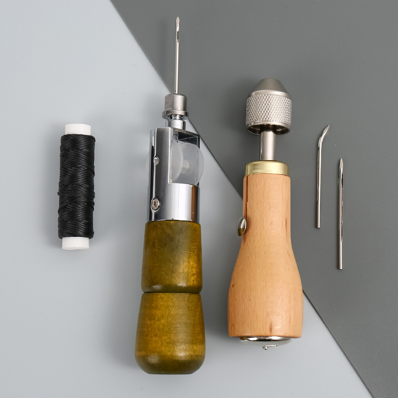 DIY Hand Sewing Awl Tools Kit Industrial Leather Waxed Thread for Sewing Patchwork Stitching Leather Shoes Bag