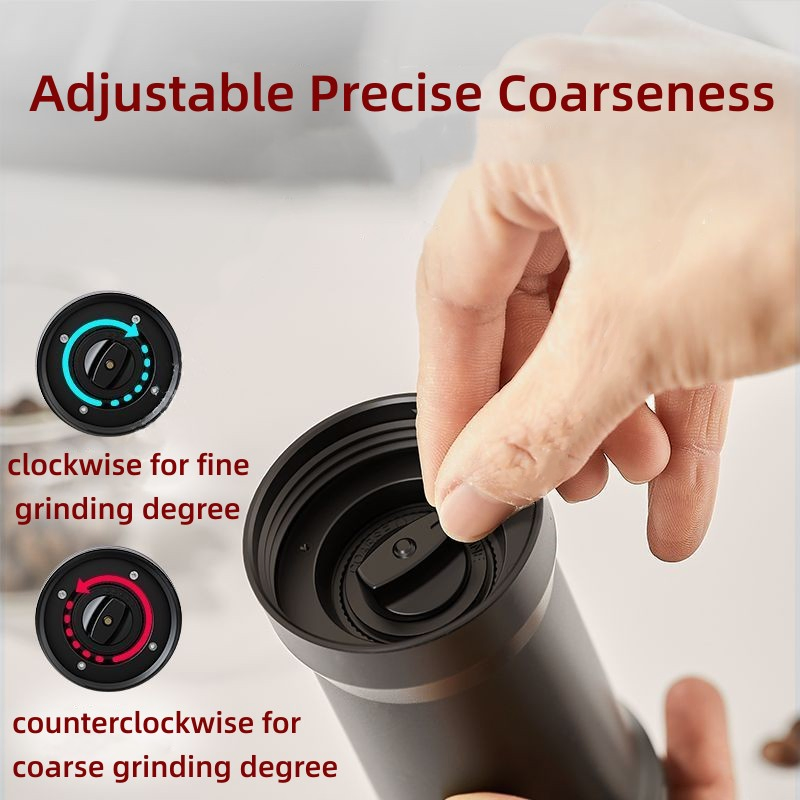 Manual Coffee Grinder Capacity 25g with CNC Stainless Steel Conical Burr, Internal Adjustable Setting, Double Bearing Positioning, French Press Coffee--Black