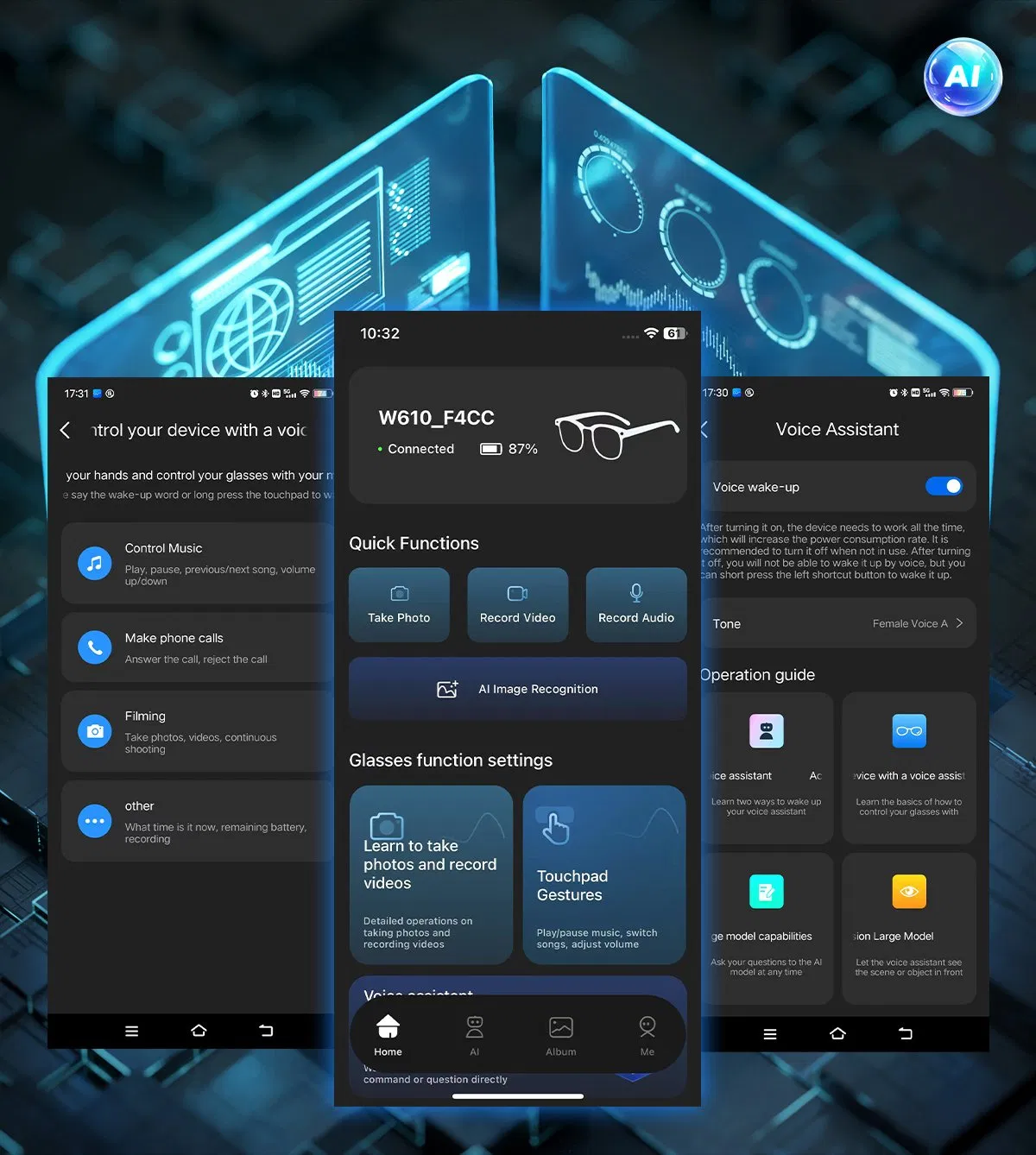 Smart Ai Glasses 4K Camera with 270mAh Blue Light Glasses Dual-Mic Noise Smart Bluetooth Camera Glasses