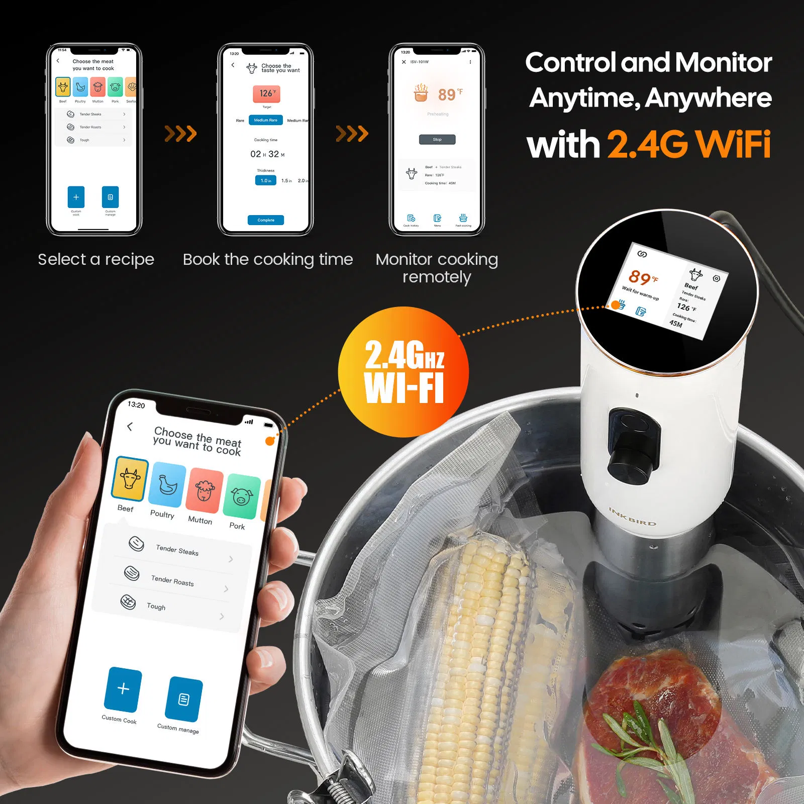 Inkbird Isv-101W 1000 Watts Thermal Immersion Circulators Slow Cook Sous Vide