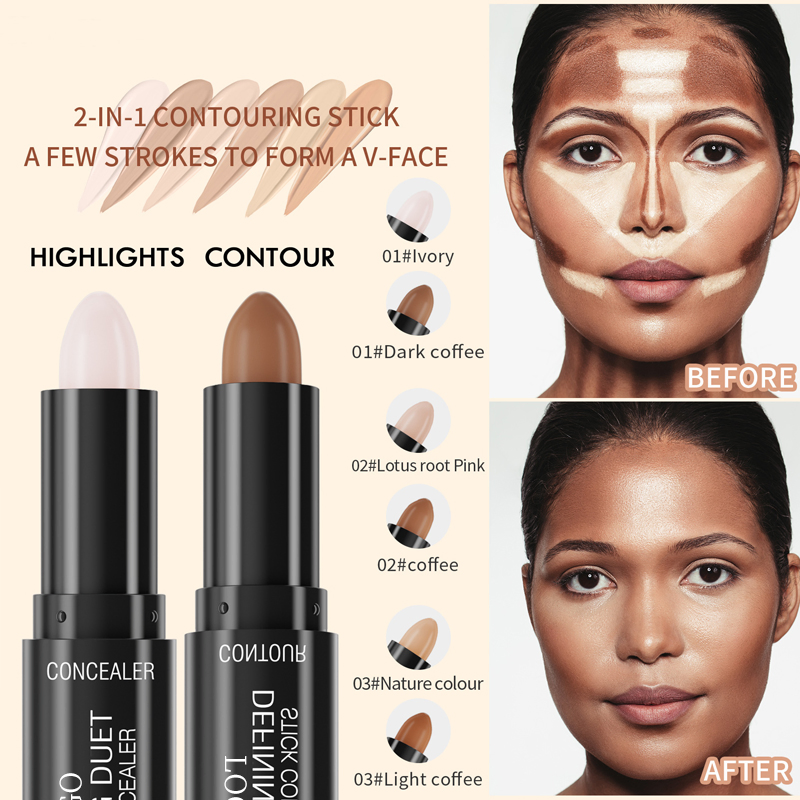 Ditong Double Head Contouring Shadow Moisturizing Waterproof Matte Highlighter Contour Stick