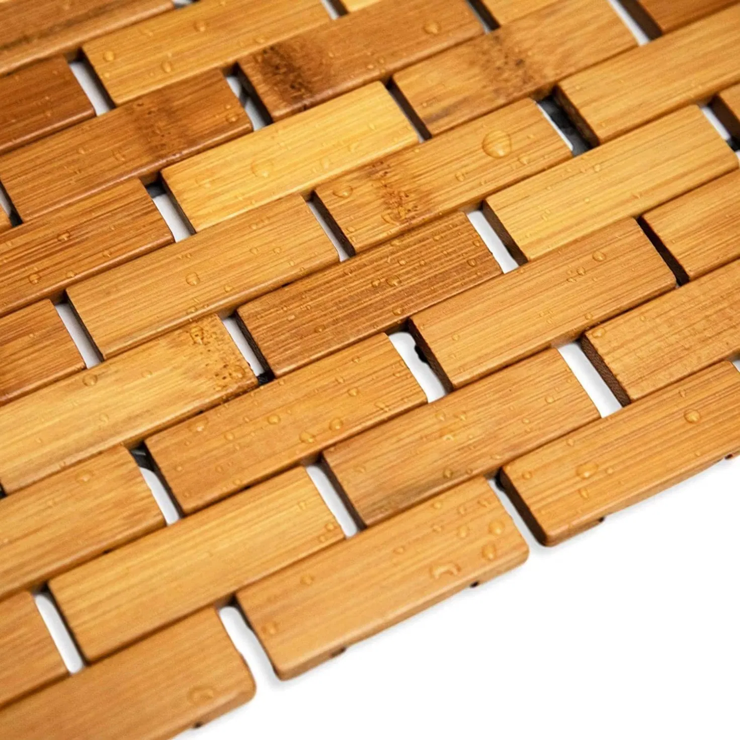 Eco-Friendly Strip Design Anti-Slip Foldable Rolled Wooden Bamboo Bath Mat for Bathroom Showerkitchen Pool Sauna