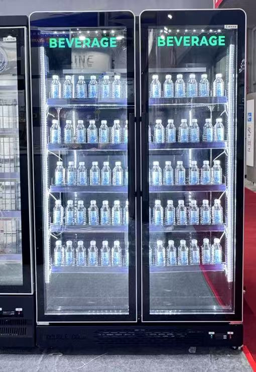 Two Door Full Lenhth Glass Door Beverage Cooler with Fan Cooling System