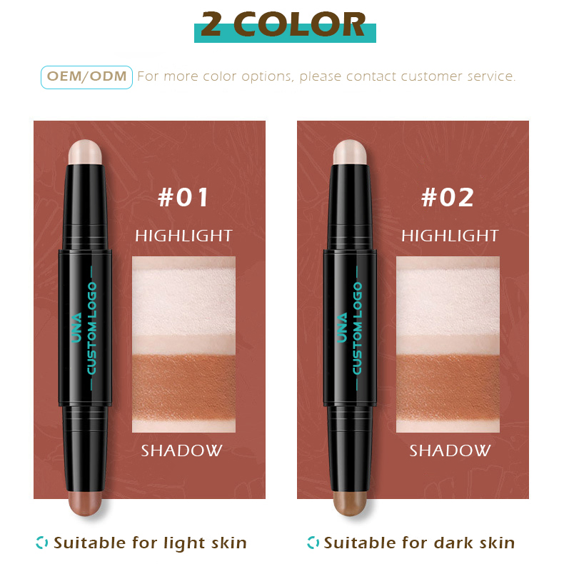 OEM ODM Custom 2 in 1 Face Makeup Waterproof Natural Concealer Shadow Highlighter Contour Stick