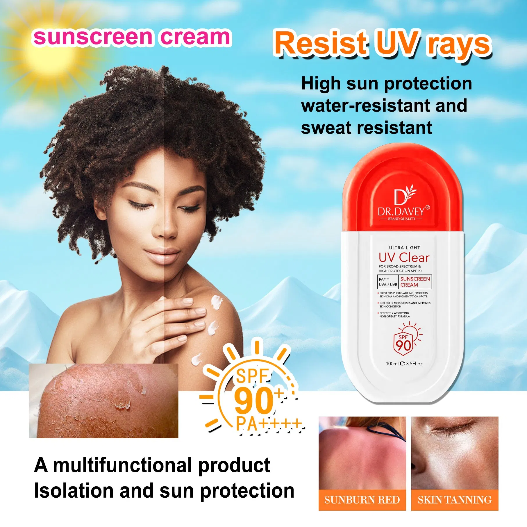 Dr. Davey SPF90 UV Clear Sunscreen Cream Waterproof