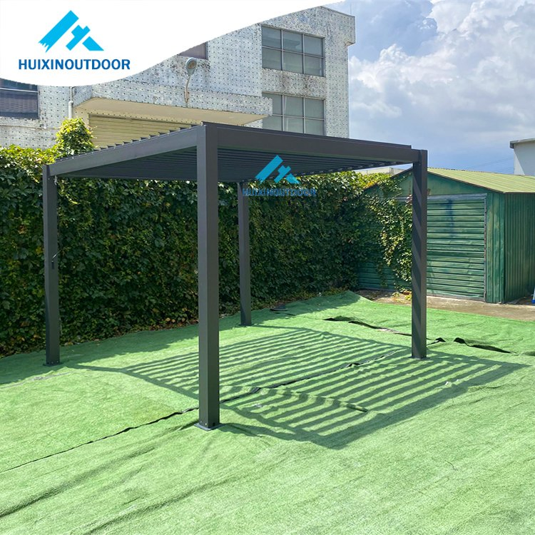 Louvre Pergola Outdoor Tent with Metal Glass Sliding Roof Gazebo