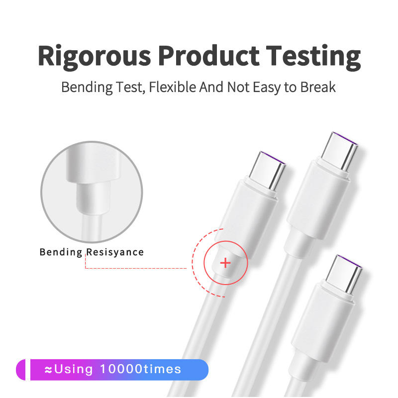 Кабель USB Type-C для быстрой зарядки 5A, белый, 1м