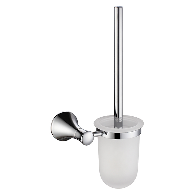 Wall Mounted Round Chrome Brass Toilet Brush Holder Set