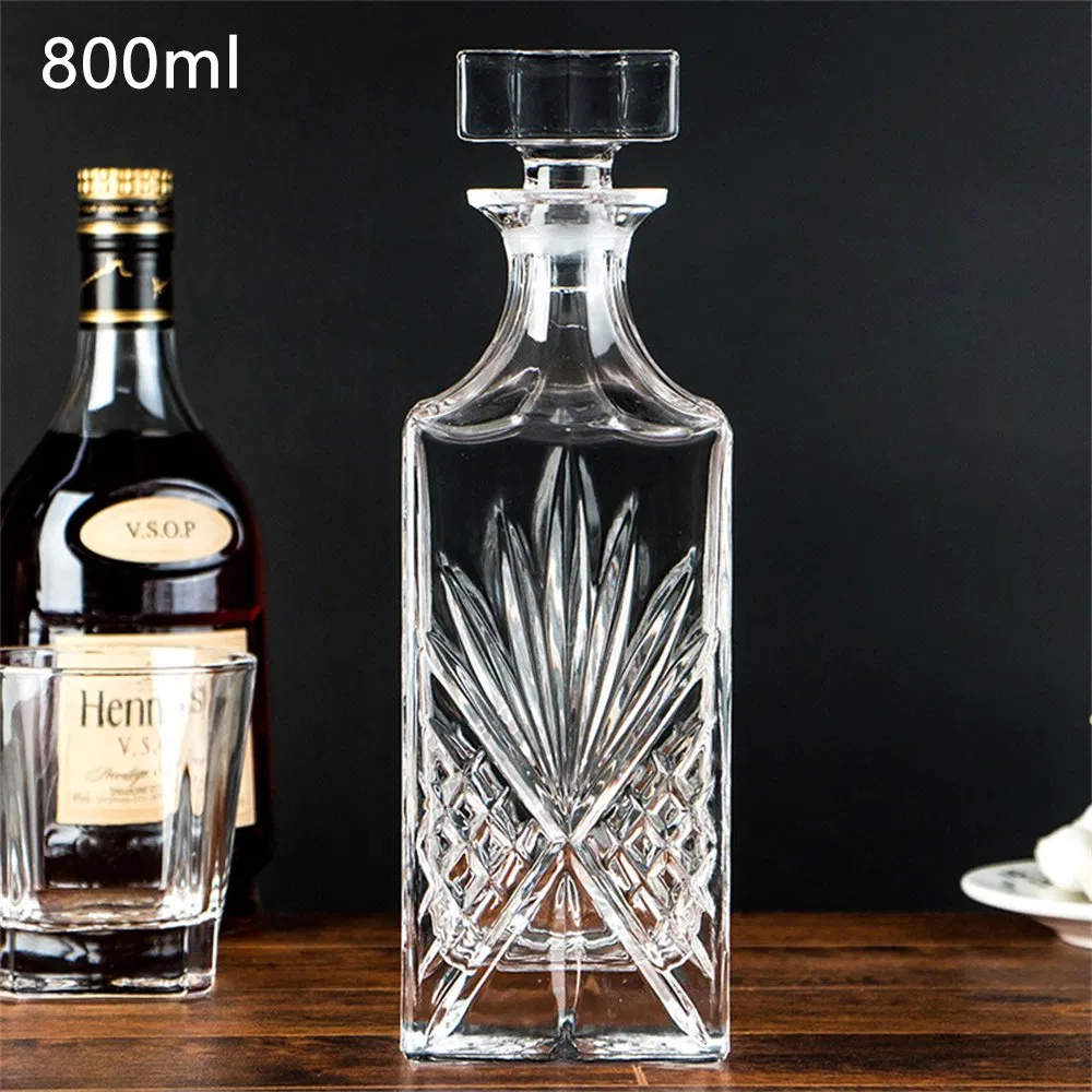 750ml High Quality Creative Carved Round Whiskey Glass Bottle Whiskey Wine Decanter