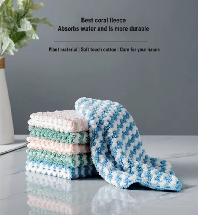 Premium Microfiber Kitchen Cleaning Towel Ultra Absorbent Polyester Hand Towels Gentle Square Knitted for Home Use OPP Bag