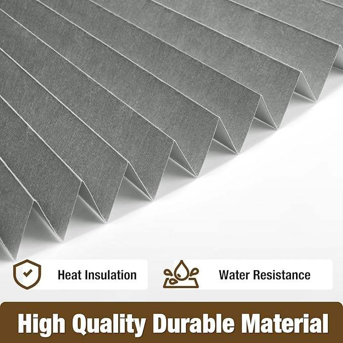 Manual Control Pleated Roller Blinds, Cordless Silver Coated Fabric Pleated Blinds
