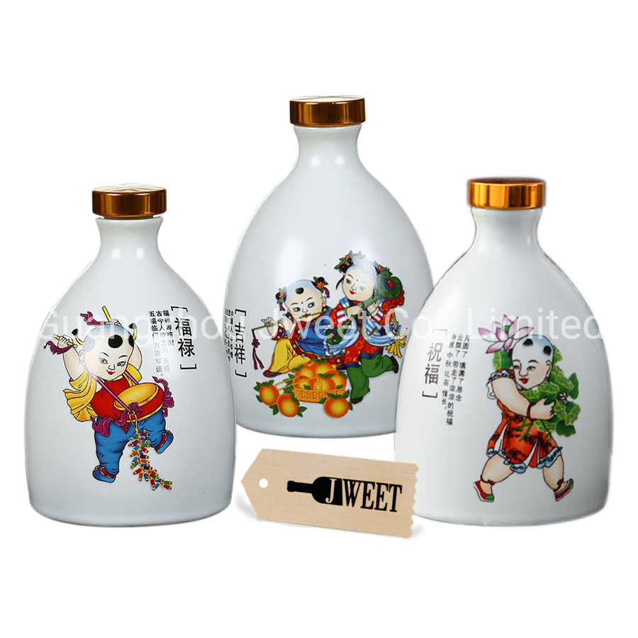 Custom with Cork Spirit Wine Olive Oil Ceramic Bottle