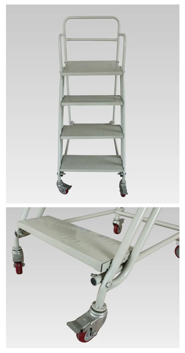 Durable Steel Warehouse Climbing Ladder Platform Cart with EU Certification