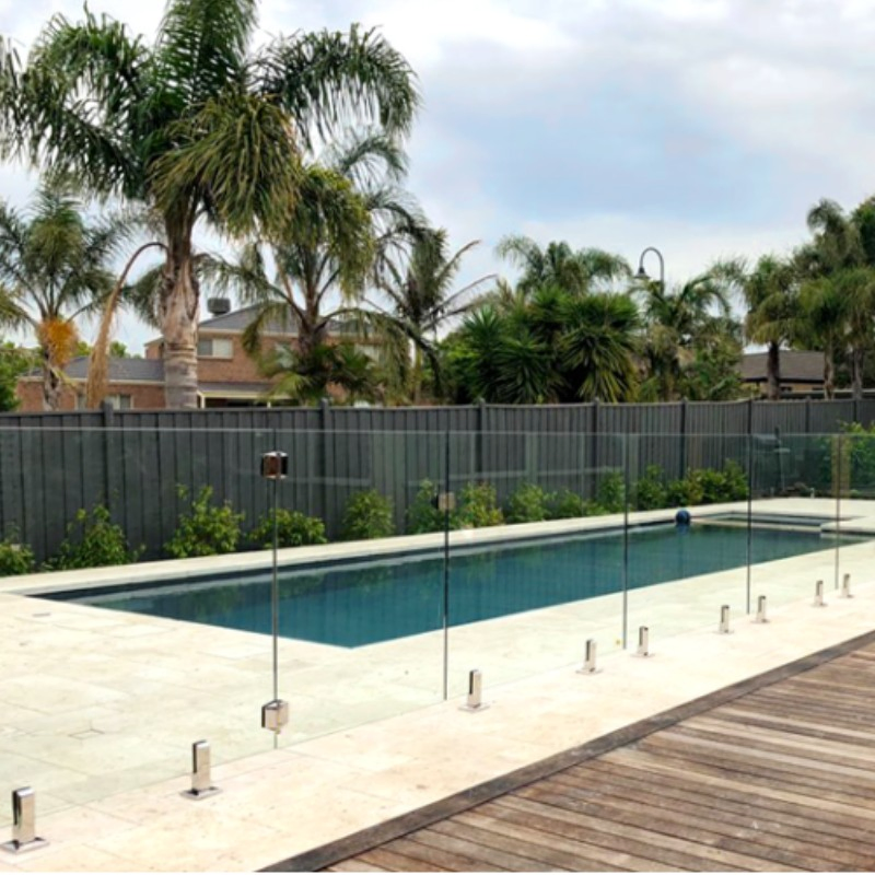Safety 10mm 12mm Tempered Glass Frameless Outdoor Swimming Pool Stainless Steel Glass Fence