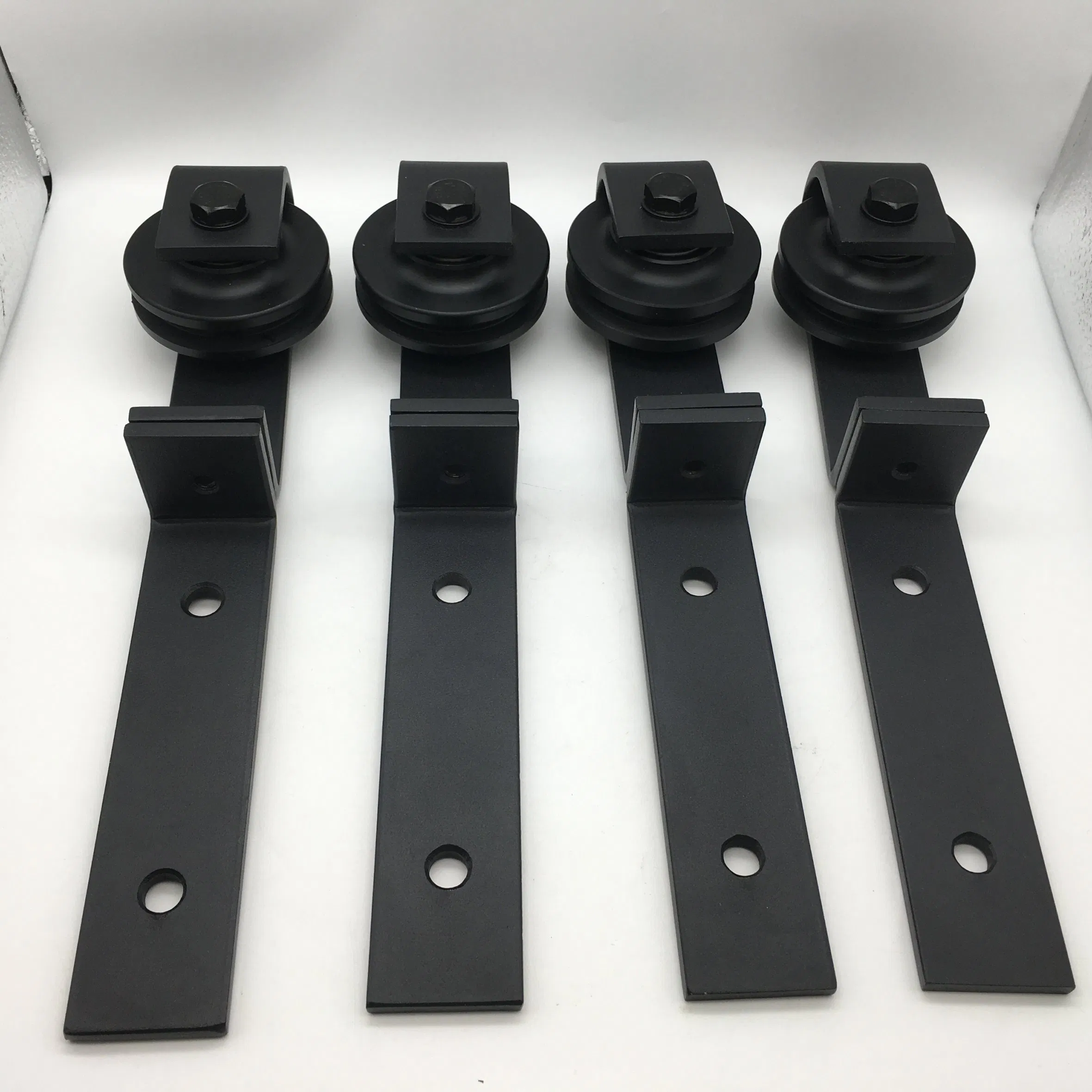 Top Mount Roller Bifold Sliding Barn Door Hardware Kit Black Flat Track Modern