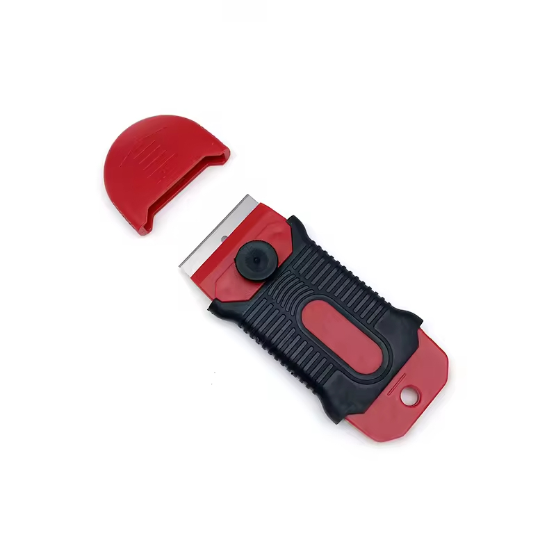 Hautine Black-Red Cleaning Scraper Plastic Razor Scraper with Metal Blades