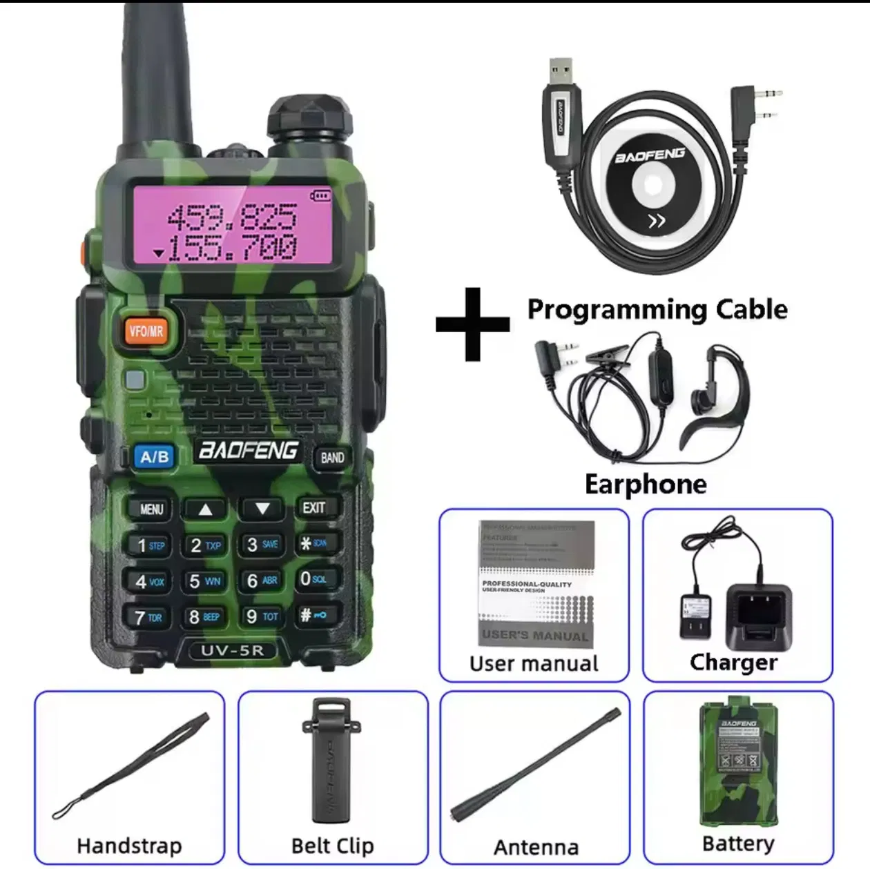 UV-5r Camouflage 5W/8W High Power Wireless Handheld Walkie Talkie