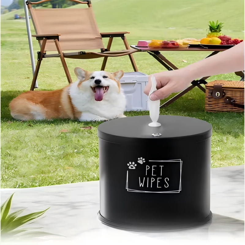 Dual-Placement Pet Dog Food Storage Dispenser for Wipes Food with Galvanized Iron Premium Container