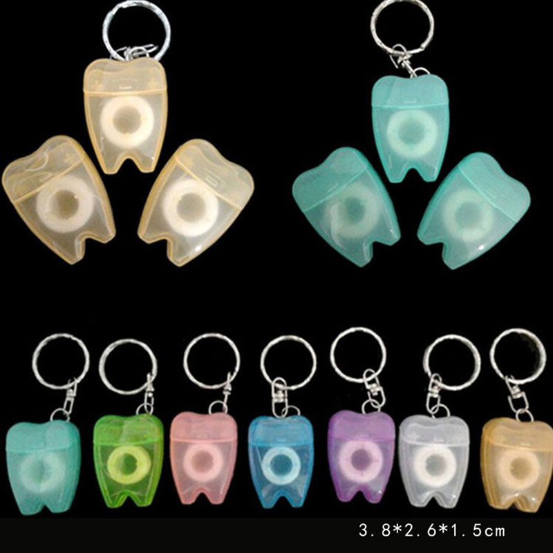Tooth-Shaped Key Chain Dental Floss for Gum Care Flat-Line Design