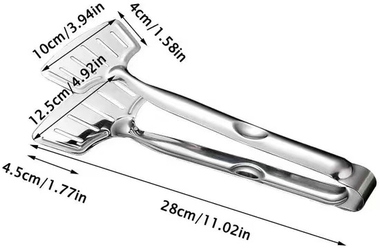 Pizza Clip Premium Stainless Steel Bread Clip Fish Frying Gripper, Multipurpose Turner Flipper Barbecue Tongs Turner Fried Steak Clamp Steak Clamps W19_17