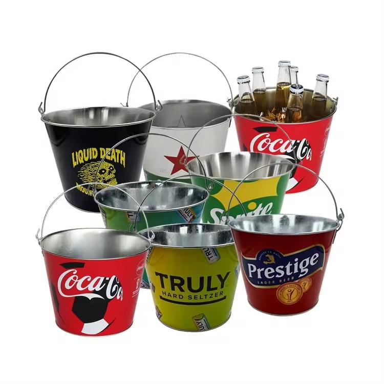 Eco-Friendly Galvanized Metal Drink Buckets Beer Wine Ice Buckets for Parties
