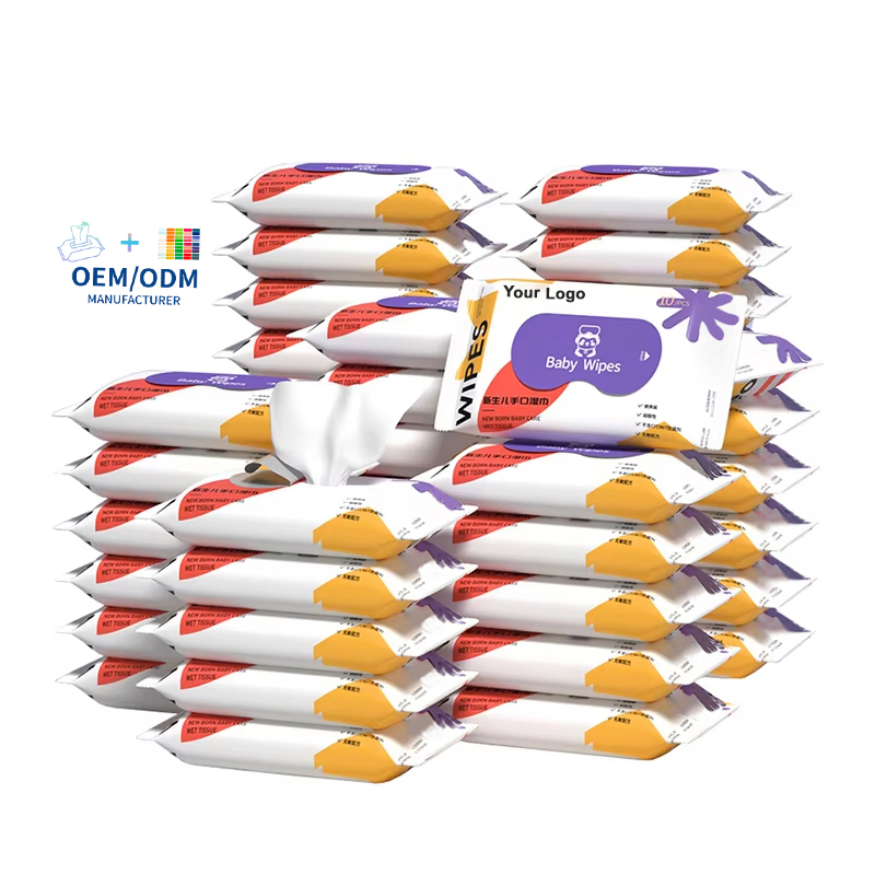 OEM 80 Count Disposable Eco-Friendly Nonwoven Soft Scented Water Based Disposable Wipes Baby Care Products for Daily Hygiene & Hand Cleaning