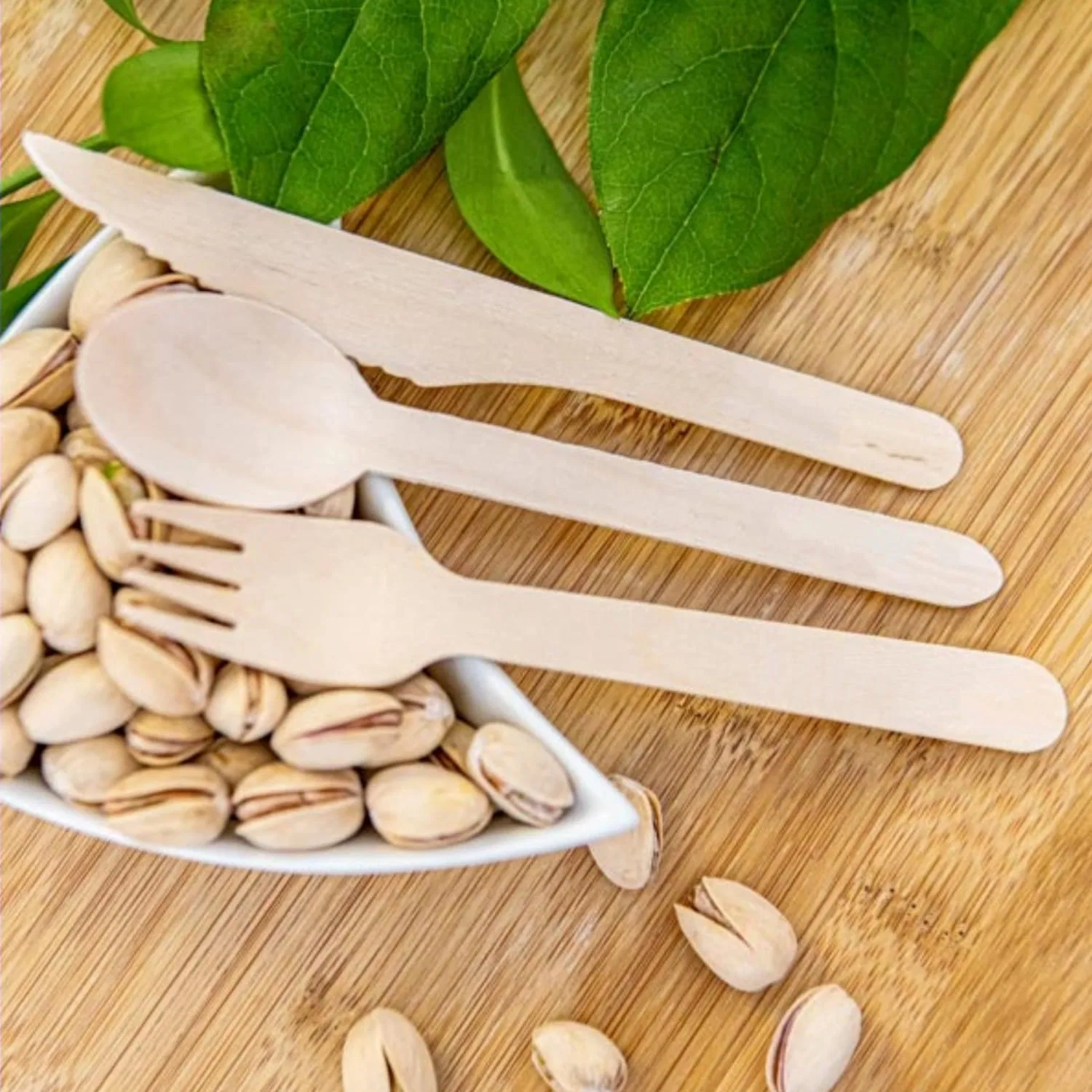Eco Friendly Natural Compostable Biodegradable Utensils Disposable Forks Knives and Spoons