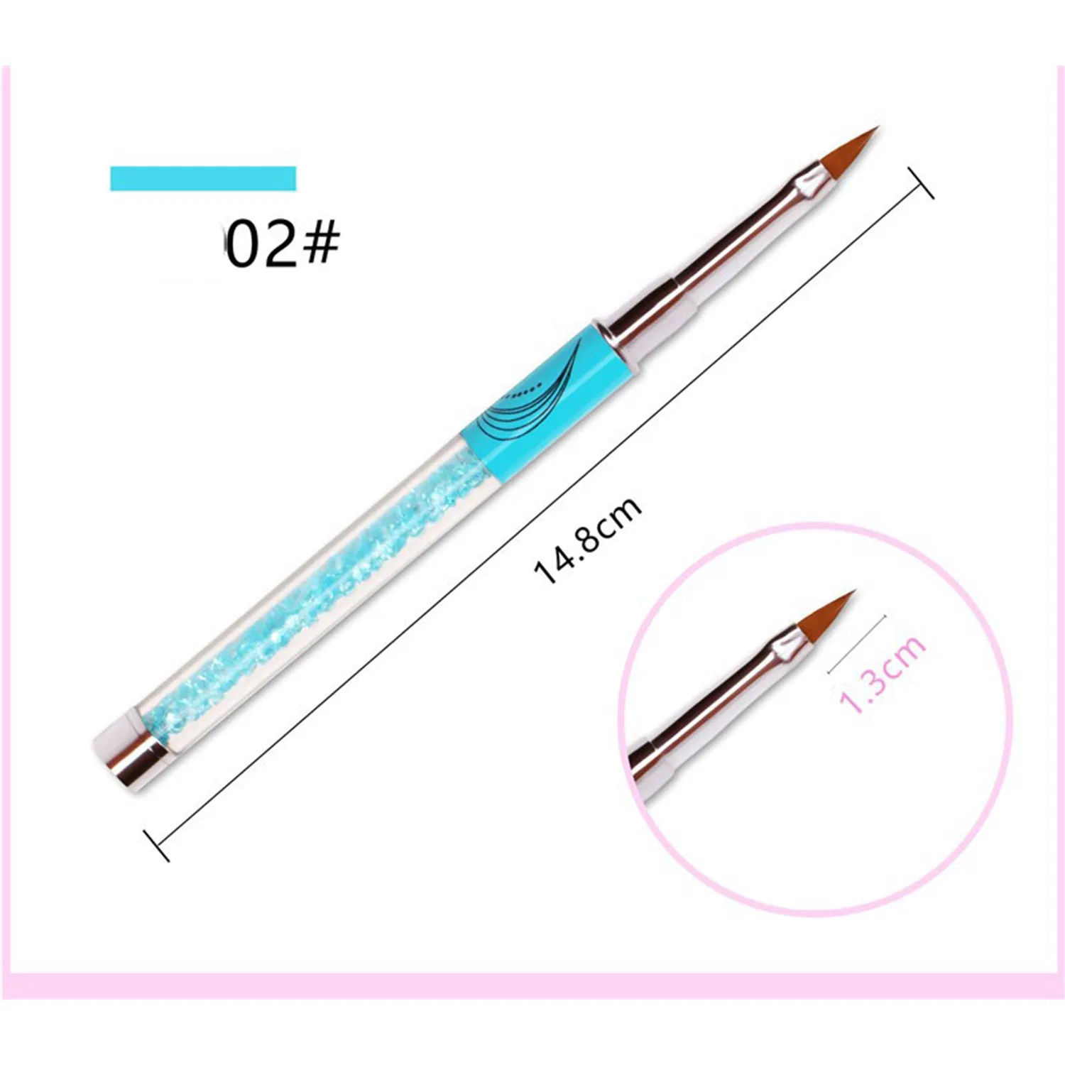 New Arrival Colorful Rhinestones Handle Nail Crystal Carve Brush