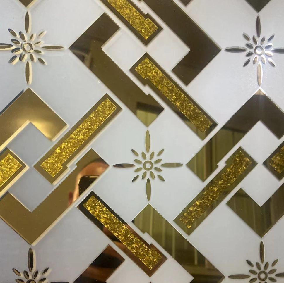 Golden Pink Ocean Dark Blue Bronze Grey Green Reflective Patterned Figured Rolled Frosted Tinted Art Glass for Design Decoration Architecture Curtain Wall