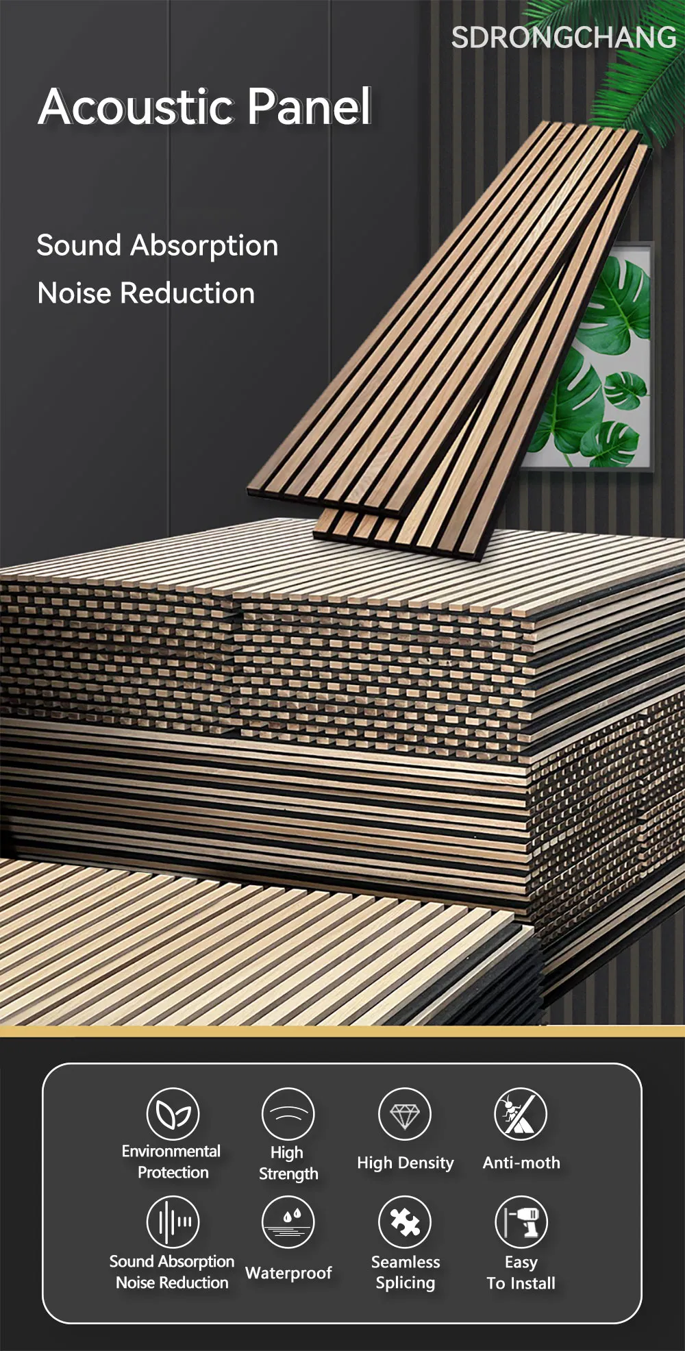 100% Eco-Friendly High Density Decorative Board Felt Sound Absorbing Acoustic Panel