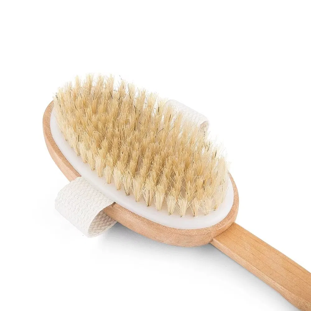 High-Quality Wooden Long-Handled Dry Body Scrub Massage Bath Brush