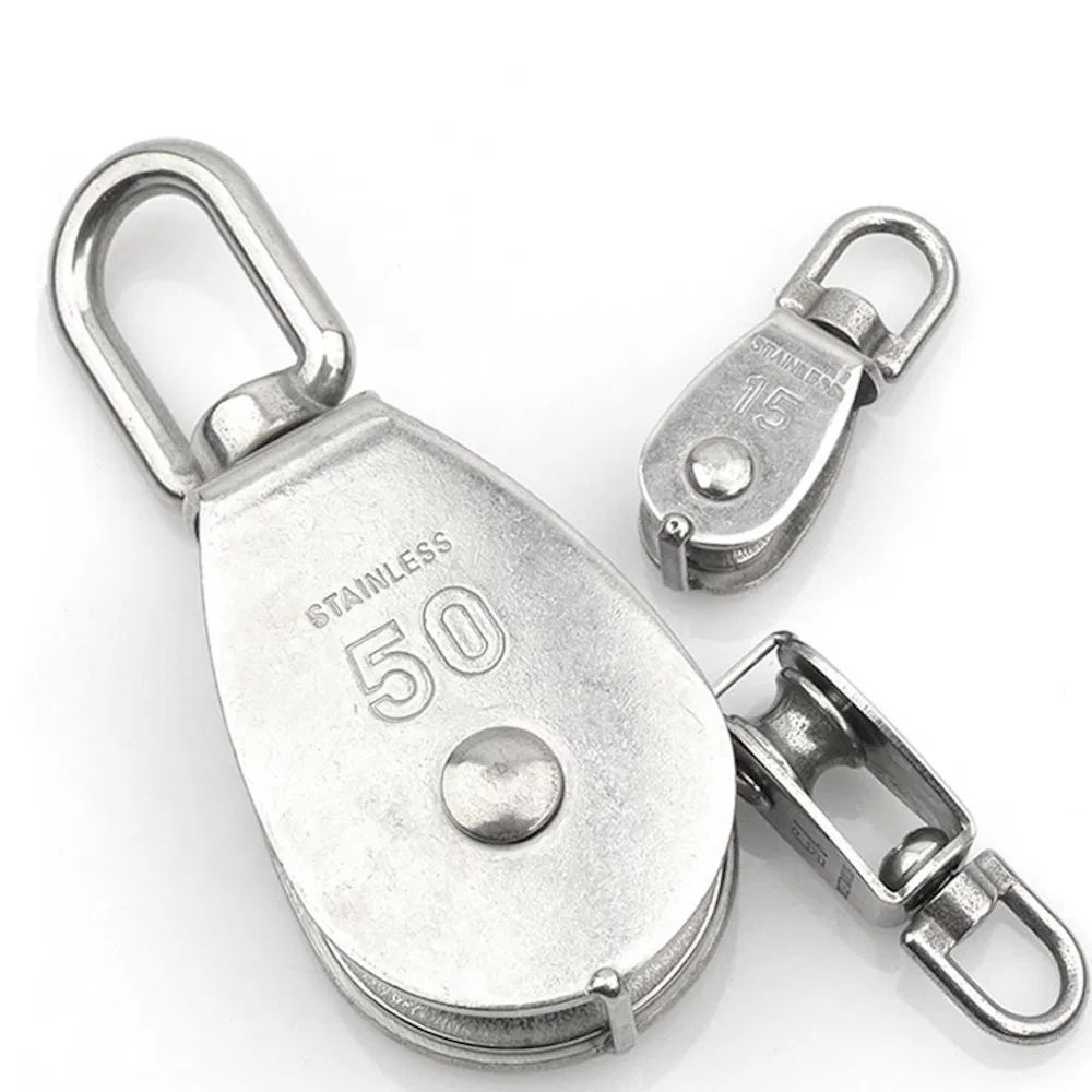 Stainless Steel Single Wheel Swivel Pulley for Industrial Rigging Lifting