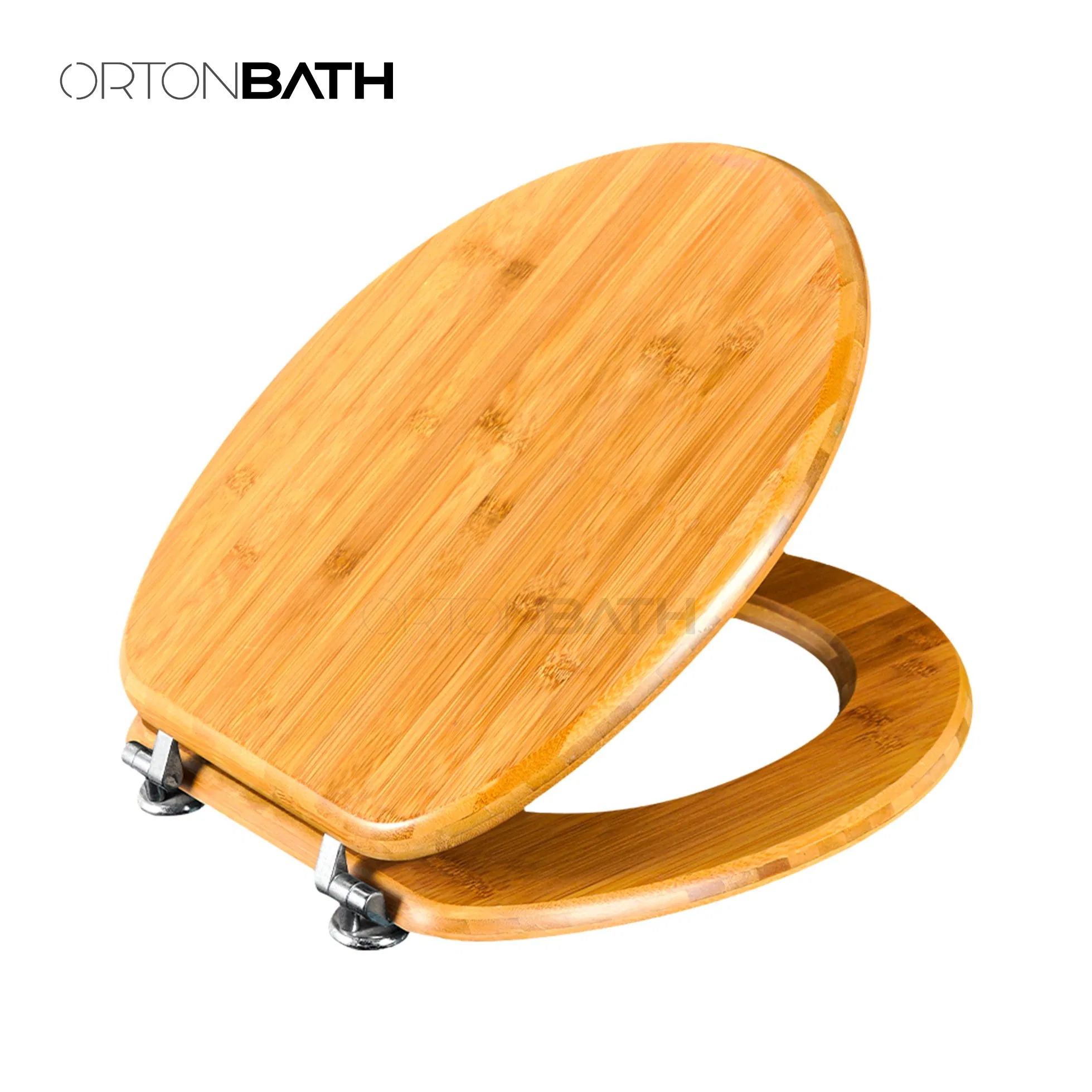 Ortonbath Elongated Bamboo Toilet Seat with Lid Quick Release Slow Close Zinc Alloy Strong Hinges Natural Bamboo Natural Wood Toilet Seat