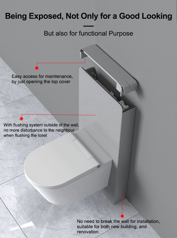 European Style Concealed Cistern Dual Flush Glass Cistern for Hotels Toilet Water Tank