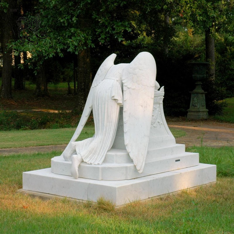 Marble Weeping Angel of Grief Statue Sculptures for Tombstone for Sale Mty-23