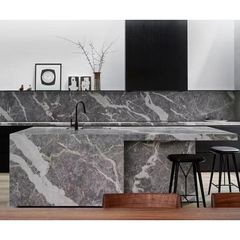 Best Quality Italy Grey Fior Di Bosco Marble Slab Indoor Flooring Tile Kitchen Island Countertop