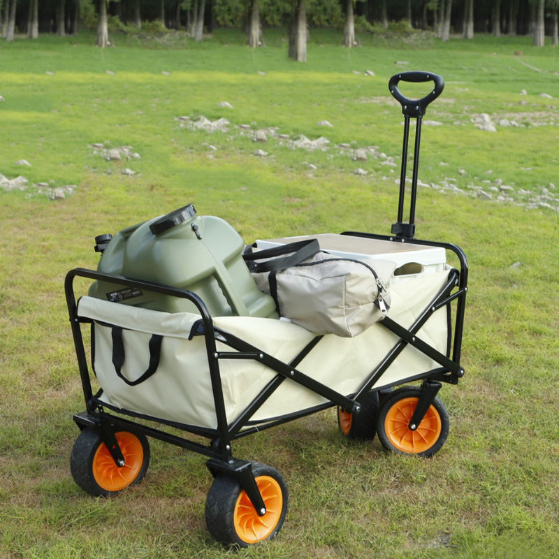 Fold 8 Inch Wheels Metal Enlarged Volume Outdoor Camping Supermarket Hand Trolley Cart off-Road Wheel Version Black