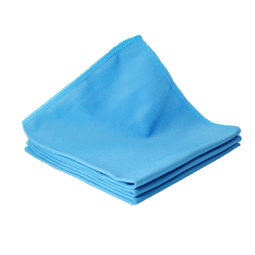 Blue Car Window Glass Cleaning Microfiber Cloth, 16"X16" (40X40cm) , Lint-Free, Streak-Free