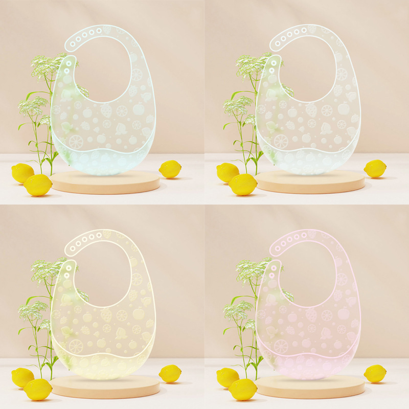 BPA Free Food Grade Soft Waterproof Silicone Baby Bib with Food Catcher