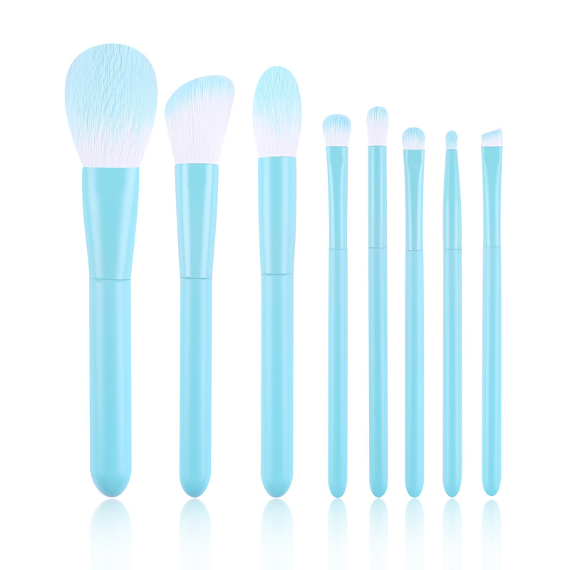 8PCS Candy Color Wood Handle Makeup Brushes Eyeshadow Brush Eyebrow Brush High-Quality Beauty Tools