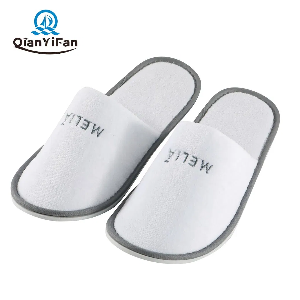 Wholesale Star Hotel White Imitation Cotton Slippers with Non-Slip EVA Sole for Hotel, Home, SPA