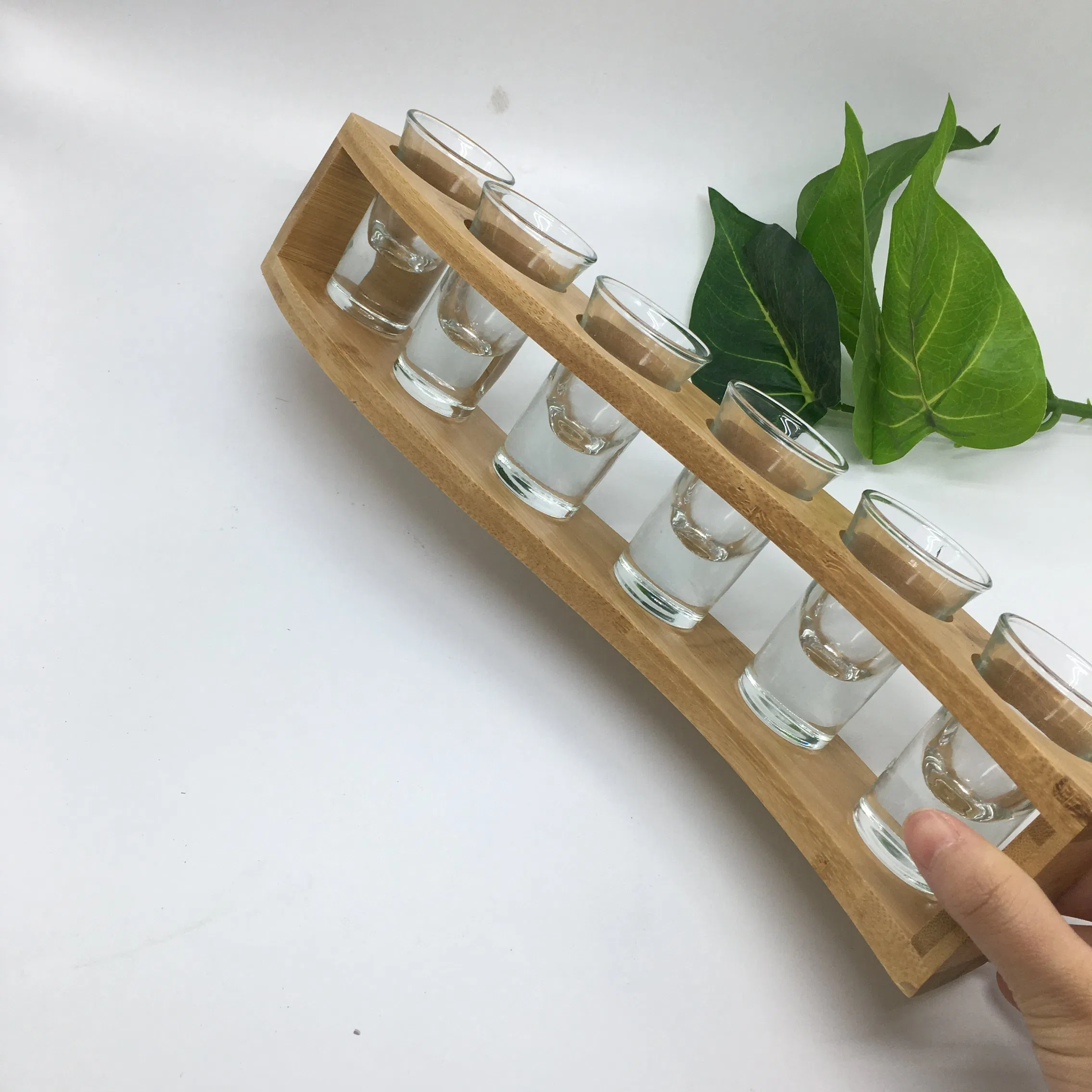 Bamboo Wooden 6 Shot Glass Dispenser and Holder