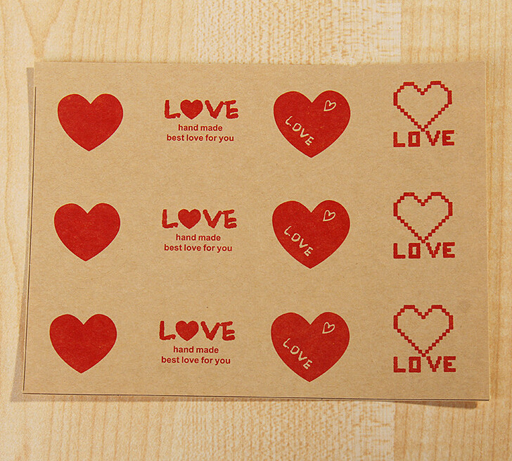Red Printing Love Stickers